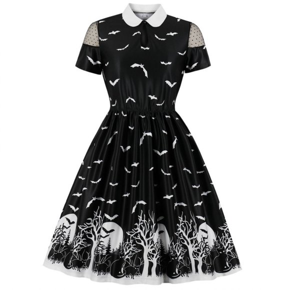 Dresses & Skirts - Cats & Bats Spooky Forest Printed Dress